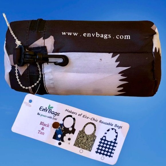 Eco - Chic Reusable Shoulder Tote Grocery Bag + Pouch by EnV Bags Black NEW - Picture 1 of 7